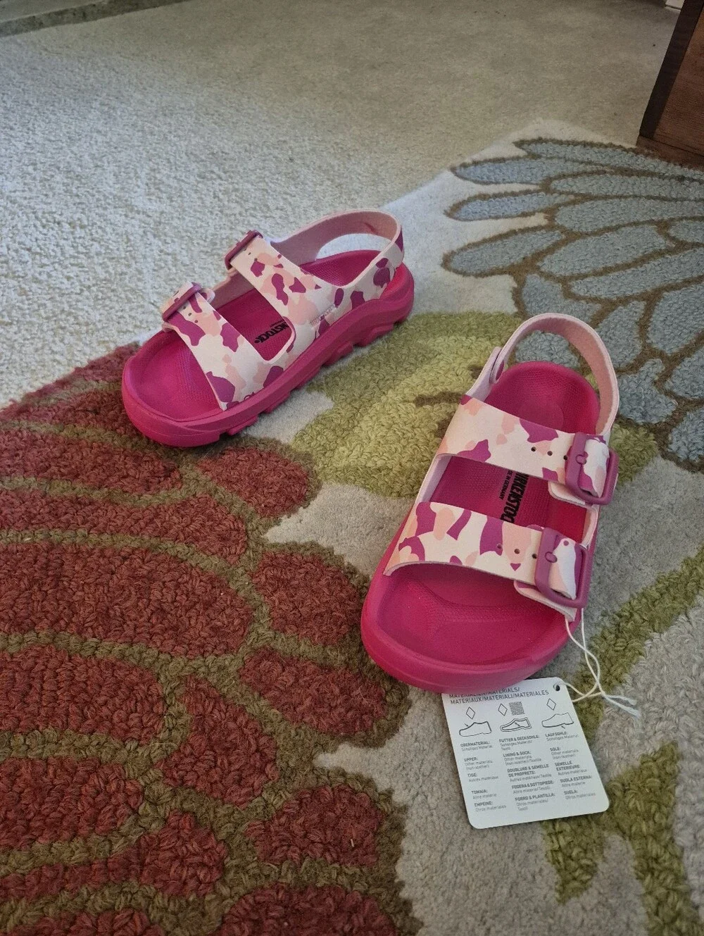 NWT Little Girls Mogami Birko-Flor Pink Camo Birkenstocks Size 3